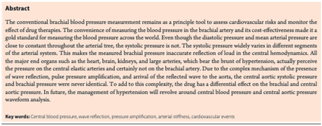 First Review article on Central Aortic Blood pressure