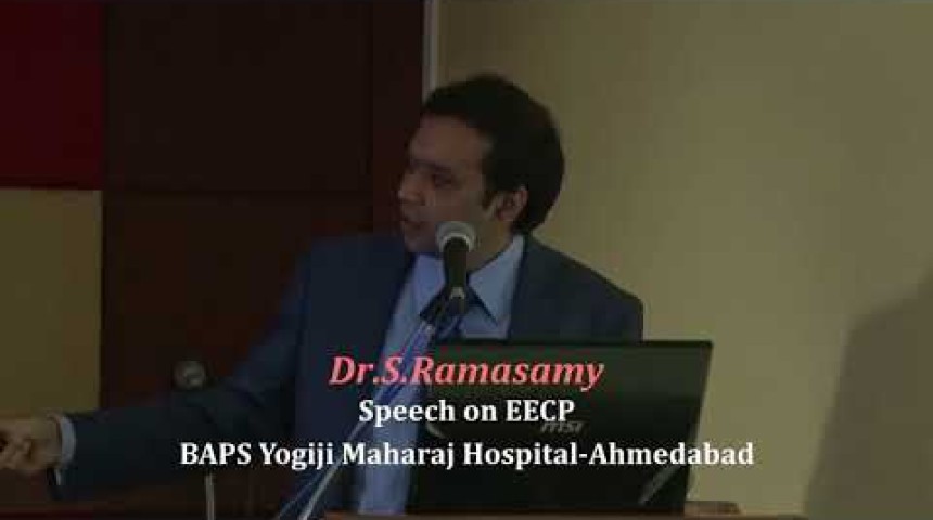 dr s ramasamy eecp expert and consultant presenting eecp in baps yogiji maharaj hospital